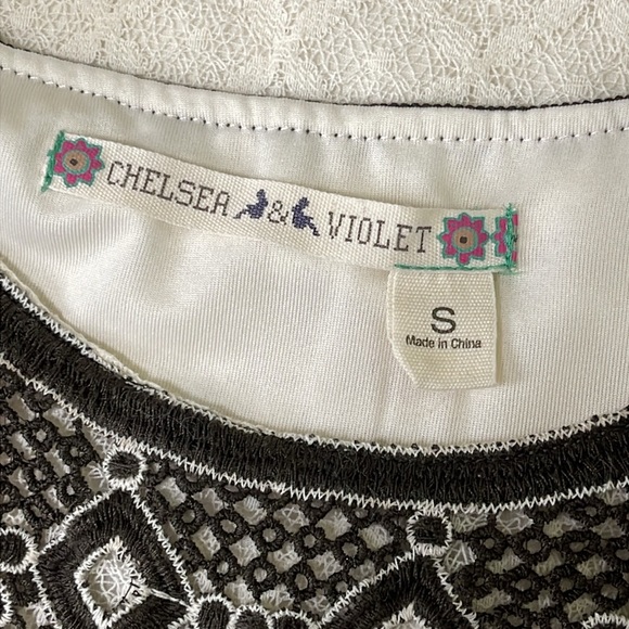 Chelsea & Violet Womens Short Black & Cream Lace Embroidered Dress Size Small - Picture 9 of 11